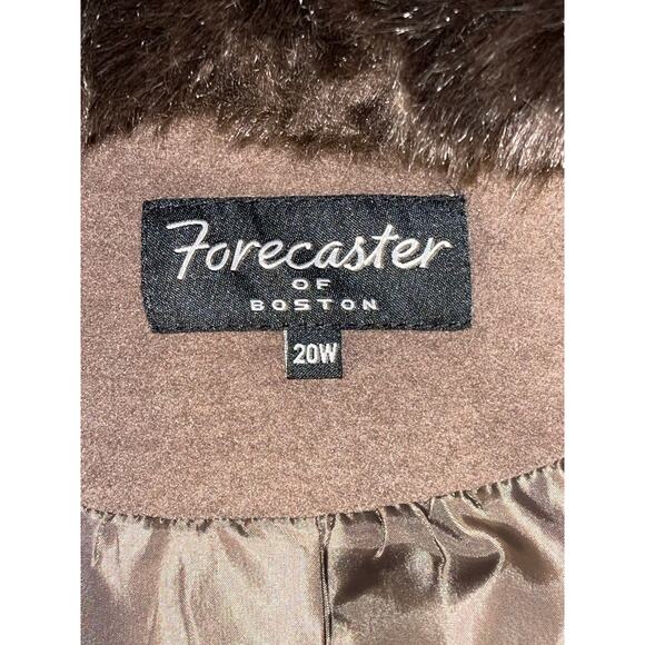 Womens Forecaster of Boston Brown Trench Pea Coat Faux Fur Removable Detail 20W - Picture 6 of 11